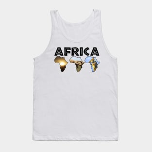 African Wildlife Continent Trio Collage Tank Top